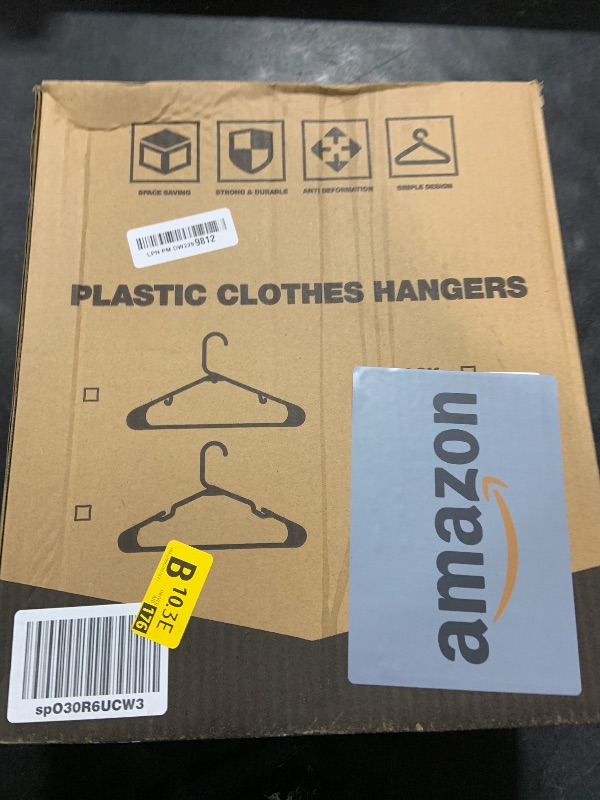 Photo 1 of HOUSE DAY Plastic Hangers 50 Pack - Black Clothes Hangers with Non-Slip Shoulder Grooves, Durable and Sturdy Coat Hanger, Space Saving Slim Design Perfect for Closet Organizers and Storage