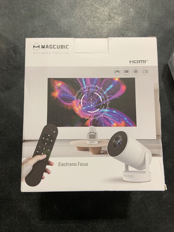 Photo 1 of ?Electric Focus?Magcubic Mini Projector 4K Support, Portable Projector with WiFi 6 and Bluetooth 5.4, Smart Proyector, 5W Soundbase Speaker, 180° Rotation for Home Theater HY300 Ultra