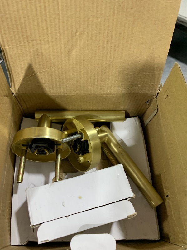 Photo 1 of Haidms 4 Pack Gold Door Handles - Brushed Gold Interior Door Lever for Bathroom and Bedroom, Privacy Door Handle, Heavy Duty Modern Style