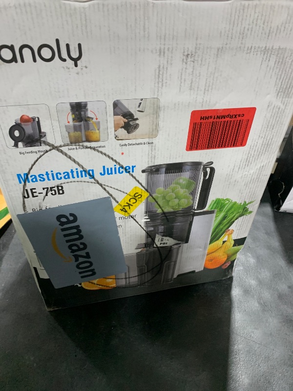 Photo 1 of Cold Press Juicer, 5.8" Wide Feed Chute Juice Extractor Machine with 400W, High Juice Yield, Slow Masticating Juicer for Whole Vegetables & Fruits, Metallic Silver