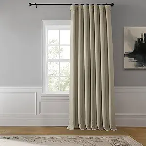 Photo 1 of HPD Half Price Drapes - Faux Linen Curtains for Living Room (1 Panel) - 100W X 96L - Extra Wide Textured Room Darkening Curtains for Bedroom 96 Inches Long - Drapes for Home Decor, Oatmeal

