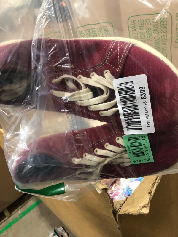 Photo 1 of ***(HEAVILY USED/ MINOR DAMAGE)***WHITIN Men's Fashion Canvas Barefoot Sneakers Extra Wide Toe Box Zero Drop Sole Size 7W Minimus Casual Minimalist Shoes Lifting Wine Red 40