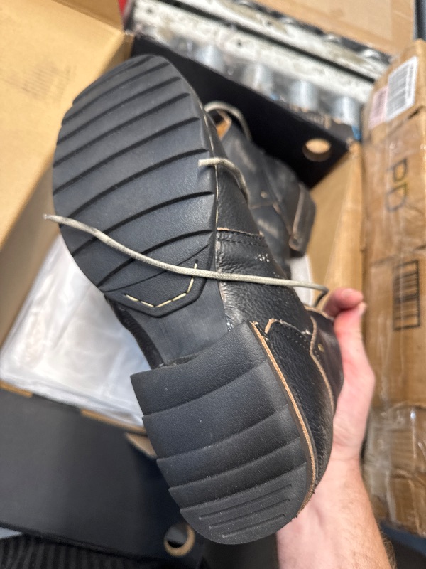 Photo 1 of (USED/FAIR) OSSTONE Moto Boots for Men Fashion lace-up Leather Chukka Boots Casual Shoes OS-6015-3-B-10.5-R, Retro Black, Men's Size US10.5