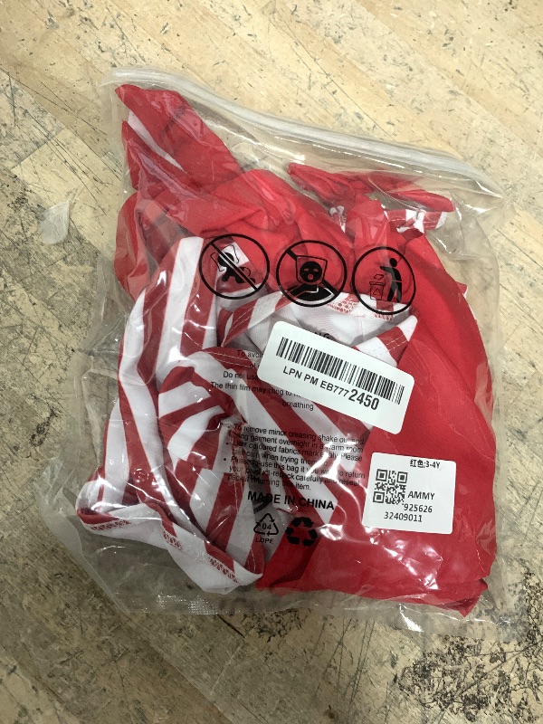 Photo 1 of (BAGGED) (USED/FAIR) Girls Swimsuit 3t 4t Bathing Suits Stripe Ruffle Butts Cute Red Girls One Piece Swimsuits Shoulder Strap Pool Beach Swimwear