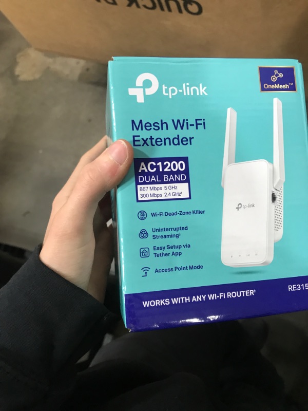 Photo 1 of TP-Link AC1200 WiFi Extender, 2025 Wirecutter Best WiFi Extender, 1.2Gbps home signal booster, Dual Band 5GHz/2.4GHz, Up to 1600 Sq.ft and 32 Devices, EasyMesh Compatible, One Ethernet Port (RE315)