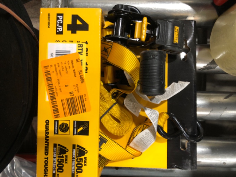 Photo 1 of 1.0 in. X 12 Ft. Ratchet Tie-Down Straps 1500 Lbs. Break Strength (4-Pack)

