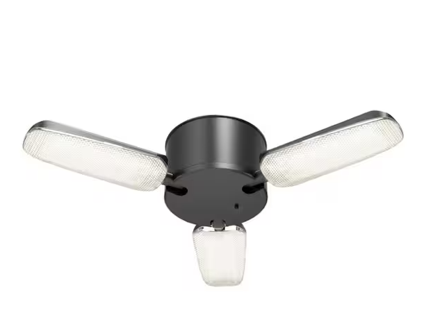 Photo 1 of 1.25 ft. 3-Head 8000 Lumens 500- Watt Equivalent Black Integrated LED Convertible Utility Shop Light with Remote