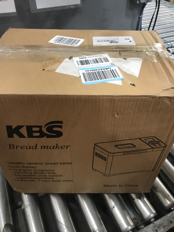 Photo 1 of KBS 2LB Bread Maker, 19-in-1 Automatic Bread Machine Stainless Steel with Ceramic Pan,15H Timer&1H Keep Warm, Sourdough, Gluten-Free, 650W Bread Maker Machine with 3 Loaf Sizes 3 Crust Colors, Recipes