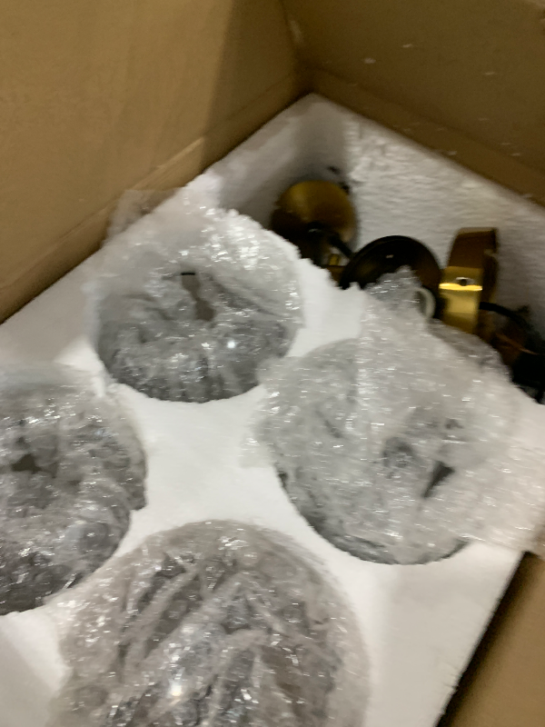 Photo 1 of ***PARTS ONLY***hesoge Modern Semi Flush Mount Ceiling Light Fixture, 4-Light Gold Mid Century Chandelier with Glass Globe,Ceiling Lighting for Dinning Room Farmhouse Kitchen Bedroom Living Room.