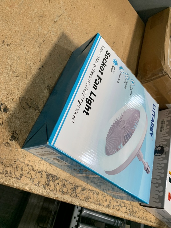Photo 1 of ***(PARTS ONLY/ NON FUNCTIONAL)***Socket Fan Light with Remote Control, 3 Colors 3000K-6500K Dimmable LED Light Bulb Fan Screw in Ceiling Fan for Bedroom, Kitchen, Storage Room, Closet, Wireless Small Ceiling Fans with Lights - White