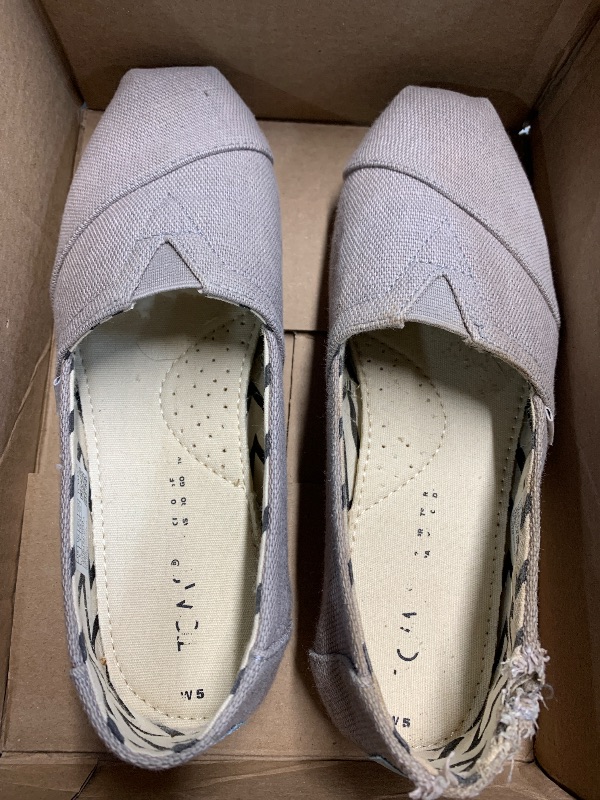 Photo 1 of (please see all images) TOMS Women's Alpargata Loafer Flat, Morning Dove Heritage Canvas, 5
