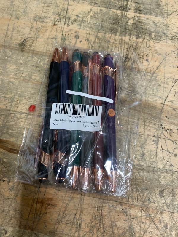 Photo 1 of 6 Pack Ballpoint Pen 2-in-1 Stylus Retractable Ballpoint Pen with Stylus tip, Metal Stylus Pen for Touch Screens, 1.0 mm Black Ink, 6 Different Color