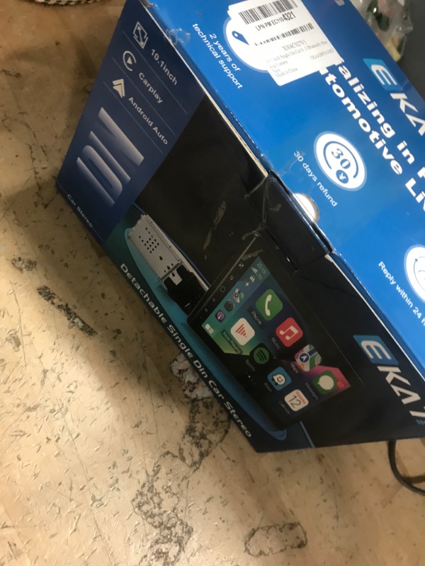 Photo 1 of 10.1 inch Single Din Car Stereo with CarPlay and Android Auto, 10 inch Detachable Touch Screen 1 Din Radio with Mirror Link/EQ Audio/1080P/SWC/Bluetooth +Backup Camera
