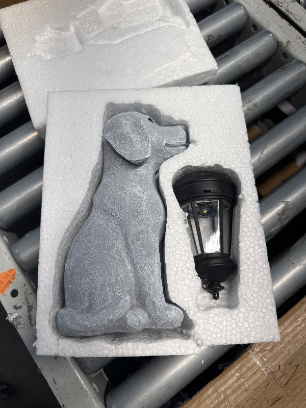 Photo 1 of (USED/FAIR) (POWER TESTED) Dog Solar Garden Statues,Resin Dog Figurine Decorations with Solar Lights Lantern, Outdoor Decor Art for Lawn,Yard,Unique Housewarming Gift for Garden Home