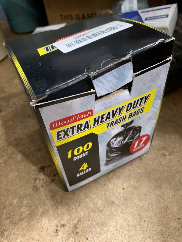 Photo 1 of 100 Count 17 Micron Extra Heavy Duty 4 Gallon Trash Bags, Sturdy & Tear-Resistant Small Trash Bags for Bathroom & Kitchen