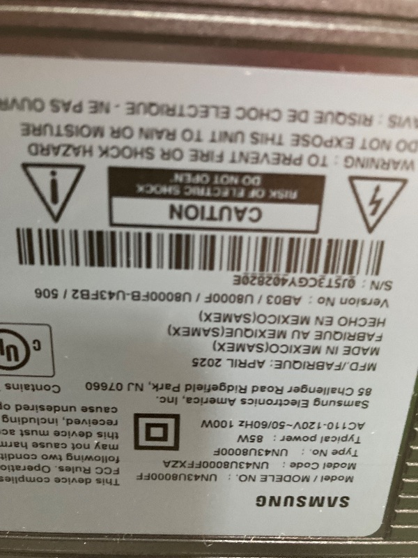 Photo 1 of Samsung 43-Inch Class Crystal UHD U8000F 4K Smart TV (2025 Model) Endless Free Content, Crystal Processor 4K, MetalStream Design, Knox Security, Alexa Built-in