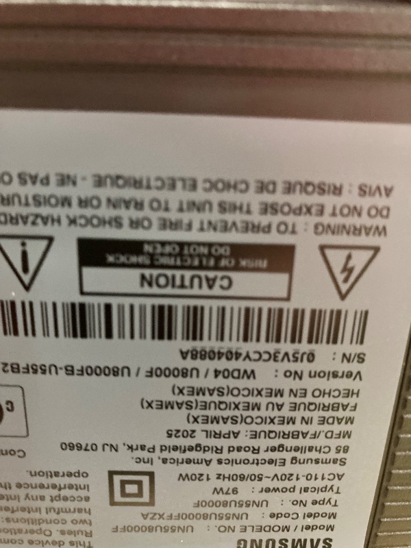 Photo 1 of Samsung 55-Inch Class Crystal UHD U8000F 4K Smart TV (2025 Model) Endless Free Content, Crystal Processor 4K, MetalStream Design, Knox Security, Alexa Built-in