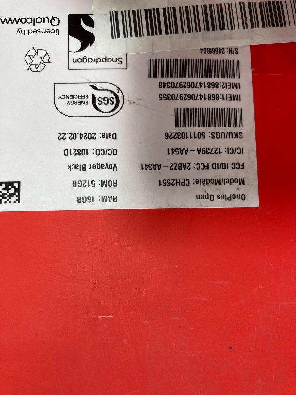 Photo 1 of **PHONE IS LOCKED FINAL SALE**OnePlus Open, 16GB RAM+512GB, Dual-SIM, Voyager Black, US Factory Unlocked Android Smartphone, 4805 mAh Battery, 67W Fast Charging, Hasselblad Camera, 120Hz Fluid Display