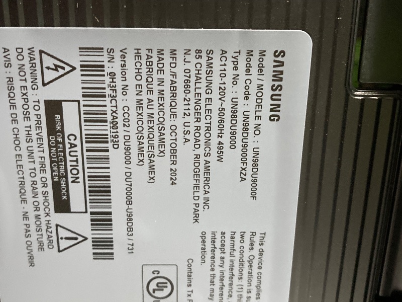 Photo 1 of **SMASHED SCREEN FINAL SALE **Samsung 98-Inch Class 4K Crystal UHD DU9000 Series HDR Smart TV, Object Tracking Sound Lite, Motion Xcelerator 120Hz, Supersize Picture Enhancer, Mega Contrast, Alexa Built-In (UN98DU9000, 2024 Model)