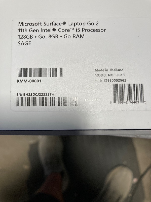 Photo 1 of **PASSCODE LOCKED FINAL SALE**MICROSOFT Surface Laptop GO 2, 12.4" PIXELSENSE Touchscreen, 11TH GEN Intel: i5, 8GB RAM, 128GB SSD W10H-S SAGE (Renewed Premium)
