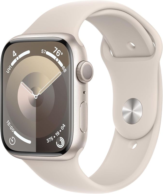 Photo 1 of **DOES NOT CHARGE FINAL SALE**Apple Watch Series 9 [GPS 45mm] Smartwatch with Starlight Aluminum Case with Starlight Sport Band M/L. Fitness Tracker, ECG Apps, Always-On Retina Display, Water Resistant

