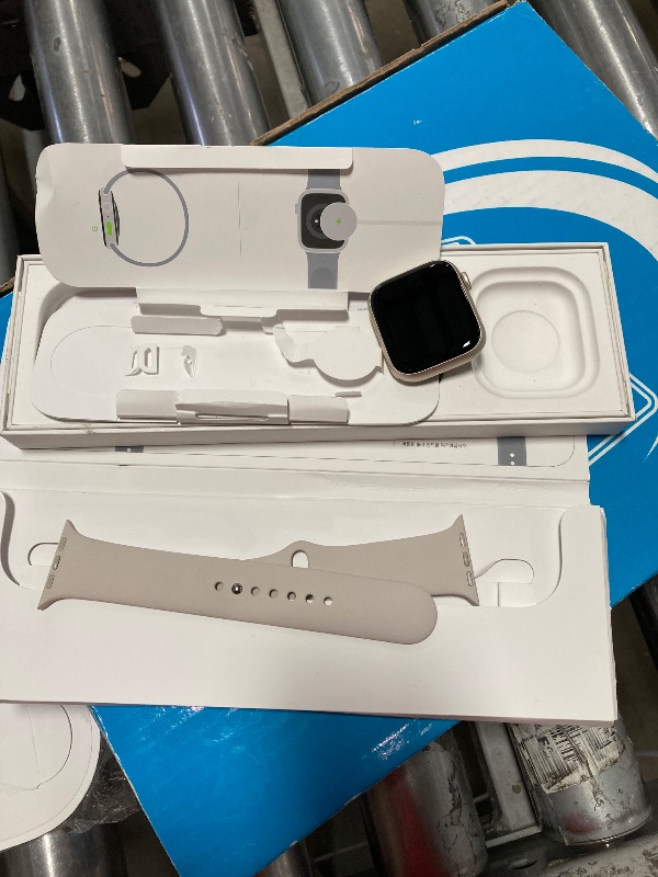 Photo 1 of **DOES NOT CHARGE FINAL SALE**Apple Watch Series 9 [GPS 45mm] Smartwatch with Starlight Aluminum Case with Starlight Sport Band M/L. Fitness Tracker, ECG Apps, Always-On Retina Display, Water Resistant
