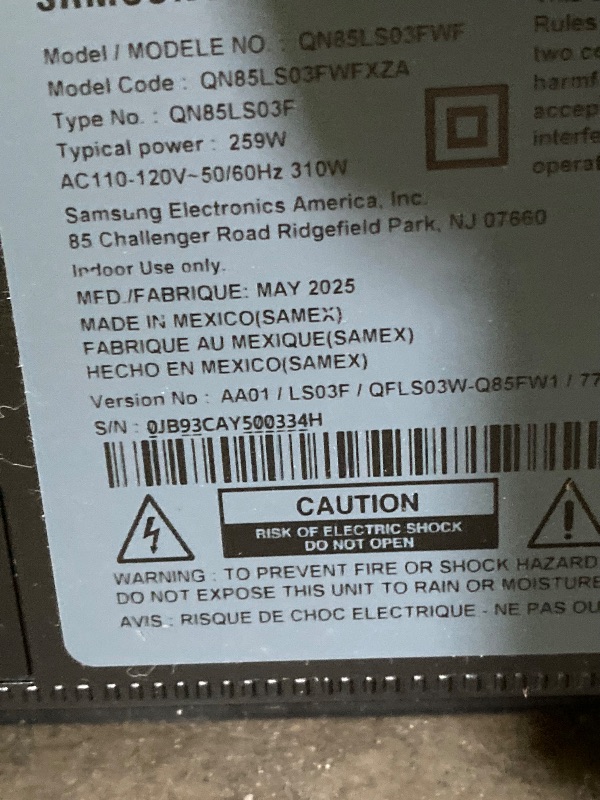 Photo 1 of **CRACKED SCREEN FINAL SALE**Samsung 85-Inch Class QLED 4K LS03D The Frame Series Quantum HDR Smart TV w/Dolby Atmos, Art Mode, Anti-Reflection, Customizable Frame, Slim Fit Wall Mount with Alexa Built-in (QN85LS03D, 2024 Model)
