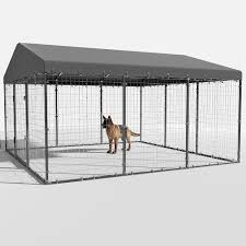 Photo 1 of *** PARTS ONLY **** MISSING TARP AND HARDWARE Large Dog Kennel Outside, 10x10x6' Heavy Duty Dog Pen with UV & Water Resistant Roof, Dog Fence for Yard Metal Chicken Run with Double Locks
