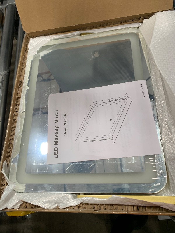 Photo 1 of FENNIO Gold Vanity Mirror with Lights 22"x19", LED Lighted Makeup Mirror, Large Makeup Mirror, Make up Mirror with Lighting,Touch Screen with 3-Color Lighting,Dimmable,for Vanity Desk Tabletop