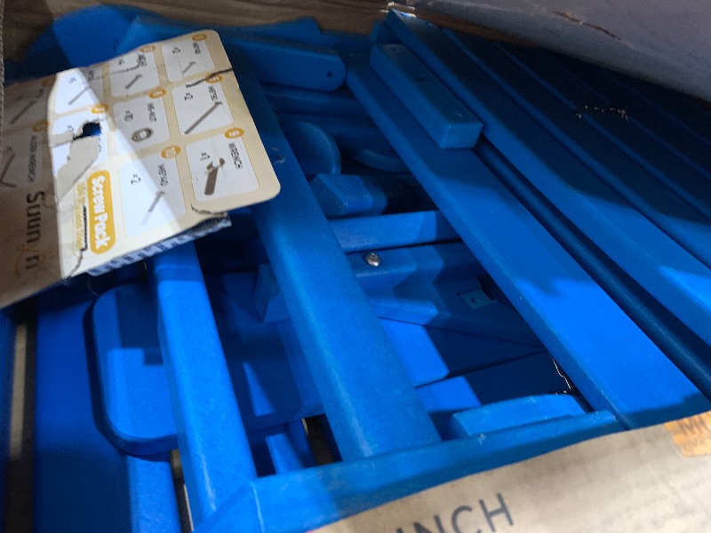 Photo 1 of ***PARTS ONLY THIS IS BOX B ONLY*** SUUNYN Folding Adirondack Chair with Retractable Ottoman Weather Resistant Fire Pit Chair Patio Chair with 2 Cup Holder Lawn Outdoor Lounge Chair (Navy Blue)
