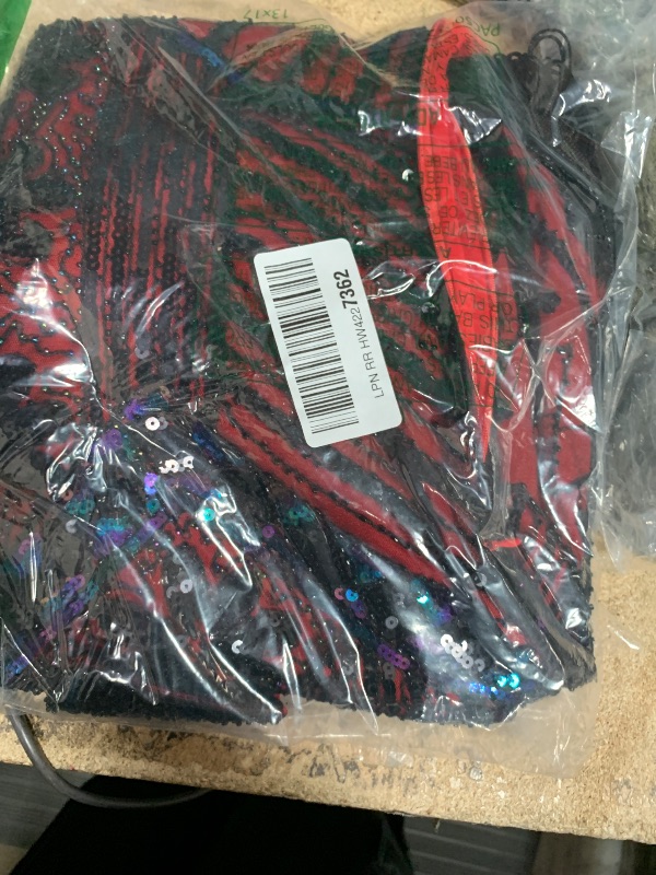 Photo 1 of 1920s Dresses for Women, Flapper Dress Lace Fan Feather Headband Sequins Beads Fringes 20s Accessories Vintage Mafia Costume BlackRed M