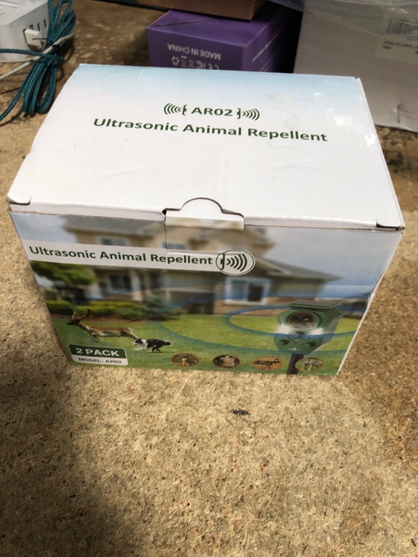 Photo 1 of 2 Pack Solar-Powered Animal Repeller for Raccoons, Deer & Squirrels - Ultrasonic & Strobe Light Pest Control, Waterproof Outdoor, 30-Day Supported Battery