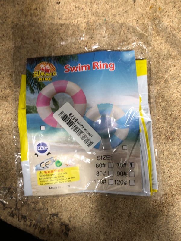 Photo 1 of *ONLY 1* Whaline 4Pcs White Yellow Inflatable Swimming Float Toy Striped Swim Ring Fun Print Pool Lounger Tube for Teen Boy Girl Summer Swimming Beach Party, 22.8 Inch