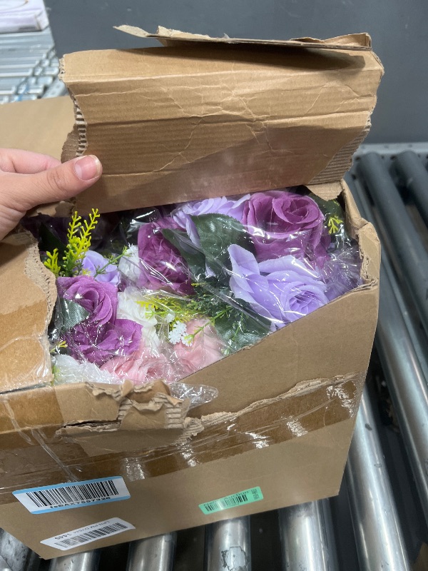 Photo 1 of ***(NOT A COMPLETE SET/ MISSING PARTS)***Hotop 12 Pcs Flower Balls Wedding Rose Centerpieces Silk Flower Kissing Balls Arrangement Artificial Hydrangea Flower Bouquet Faux Rose Floral Decoration (Fantasy Violet)