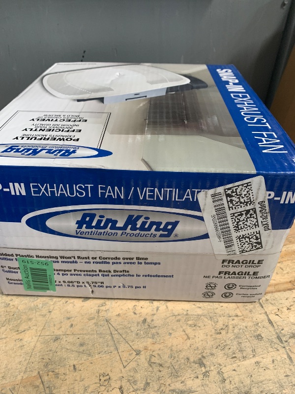 Photo 1 of Air King 90 CFM Ceiling Mounted Snap-in Installation Bathroom, BFQ90 Exhaust Fans, Medium, White
