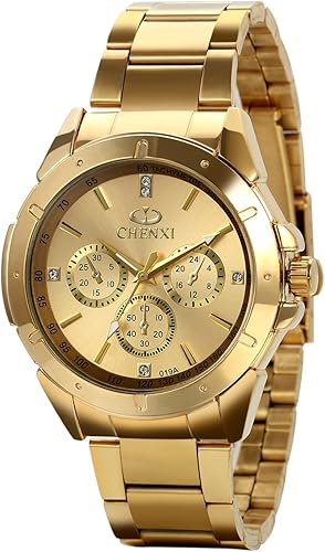 Photo 1 of  Men's Gold Watch Analog Quartz Rhinestone Wrist Watch with Stainless Steel Band for Halloween Costume
