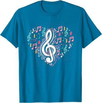 Photo 1 of  Music Lover Treble Clef Heart Music Notes Musician Music T-Shirt L