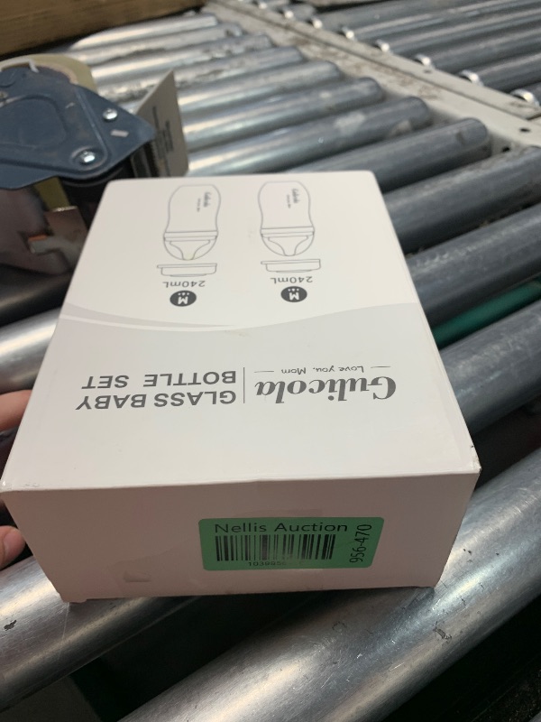 Photo 1 of (ONLY ONE) Gulicola Natural Glass Baby Bottle for Breastfed Babies, Anti-Colic Baby Bottle Set with Medium Flow Nipple, 3 Months +, 8 oz, 2 Pack - White