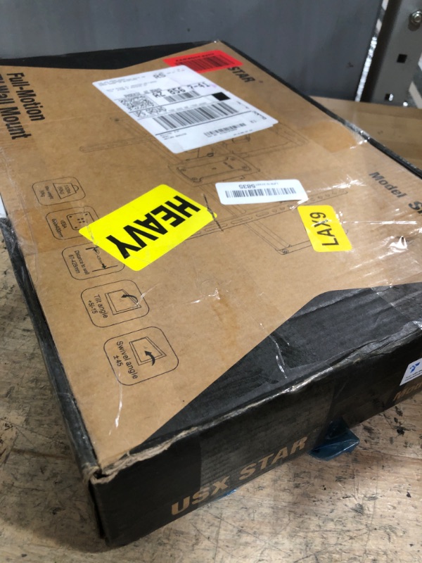 Photo 1 of ***(MISSING PARTS)***USX STAR UL Listed Full Motion TV Wall Mount Bracket for Most 37-86 inch TVs, Swivel Tilt Extension Level TV Mount, Max VESA 600x400mm, Holds up to 132lbs & 16" Wood Studs with Hole Drilling Template