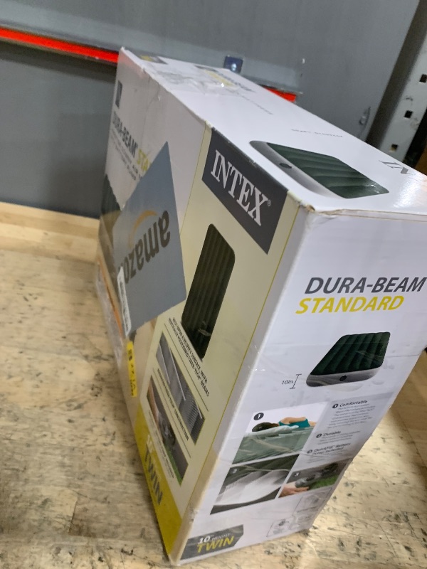 Photo 1 of Intex 64777E Dura-Beam Standard Prestige Air Mattress: Fiber-Tech - Twin Size - Hand-Held Battery Pump - 10in Bed Height - 300lb Weight Capacity
