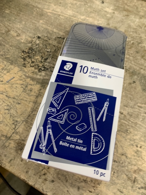 Photo 1 of STAEDTLER 10-Piece Math Set with Metal Compass, 6" Ruler & Triangle Squares, 45° & 30/60° Set Squares, Alphabet Stencil - Measuring Tools