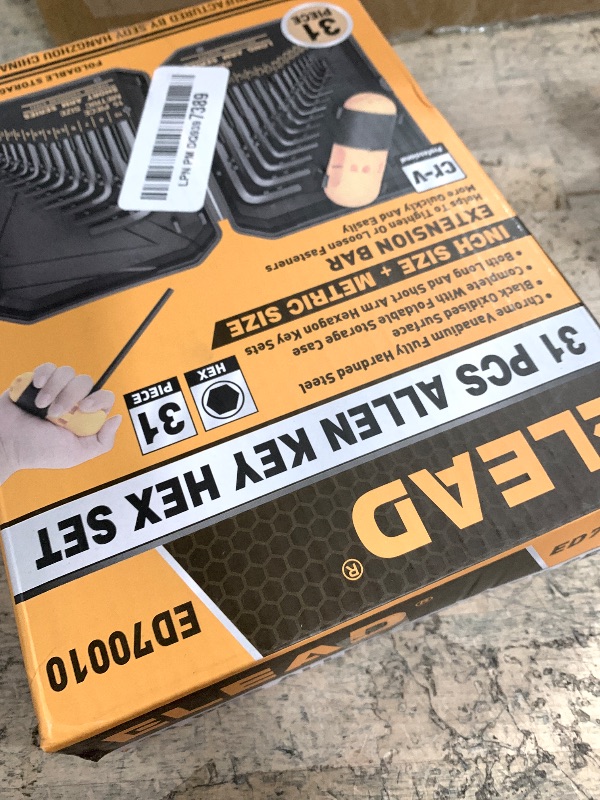 Photo 1 of ELEAD 31-Piece Hex Key Set - Allen Wrench Set, SAE and Metric Allen Keys MM(0.7mm-10mm) SAE(0.028"-3/8) Heat-Treated, Torque Handle, High Leverage, Long & Short Keys, Easy Organization