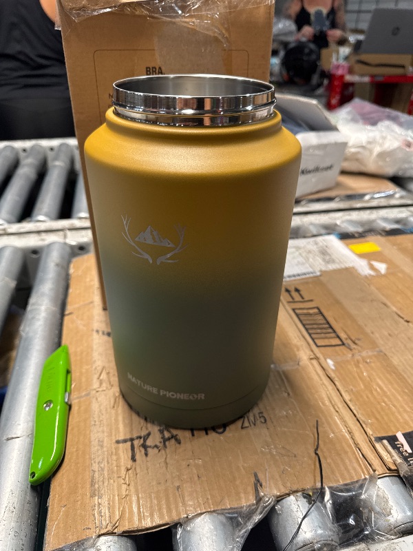 Photo 1 of (MISSING CASE AND LID) (PARTAIL SET) NATURE PIONEOR Insulated Water Bottles with Strap - 128 oz Stainless Steel Vacuum Bottle with Holder/Carrier/Sleeve - Reusable 18/8 Food Grade Thermos Water Jug