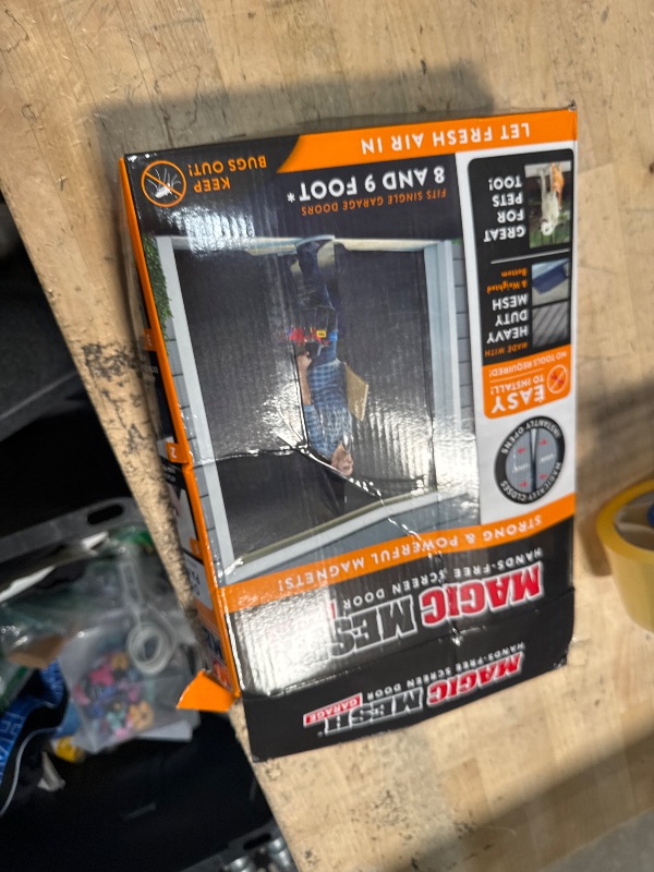 Photo 1 of Magic Mesh Garage Door Screen, Black | Magnetic Closure, Breezy Net, Mosquito & Bug Screen for Standard 2 Door Garage, Kid & Pet Friendly | Size 109" (W) x 84.5" (H) (Pack of 1)