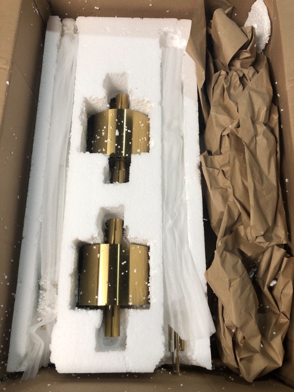 Photo 1 of (PARTIAL SET) (UNTESTED) 2-Light Modern Brushed Titanium Gold Wall Sconce with Clear Glass Crystal Luxury Wall Light Fixtures for Bedroom Living Room Bathroom Vanity Mirror Light Fixtures Set of 2