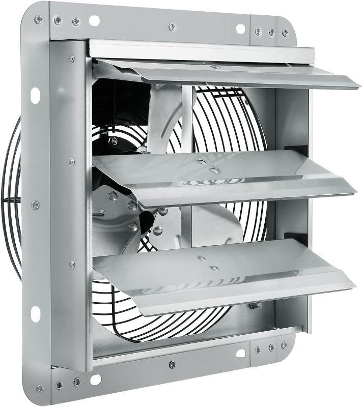 Photo 1 of 10 in. Shutter Exhaust Fan High-Speed 820 CFM Aluminum Wall Mount Attic Fan, Wall Fan with Ventilation and Cooling


