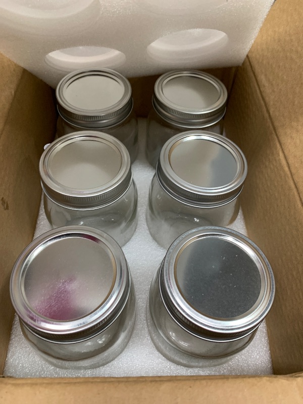 Photo 1 of [6 Pack] 16 oz. Regular-Mouth Glass Mason Jars with Metal Airtight Lids and Bands for 1 Pint Canning, Preserving, & Meal Prep