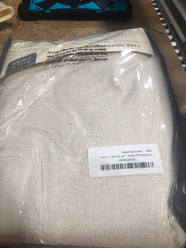 Photo 1 of 100% Blackout Shield Linen Blackout Curtains for Bedroom 84 Inches Long, Back Tab/Rod Pocket Living Room Drapes, Thermal Insulated Blackout Curtains 2 Panels Set, 50" W x 84" L, Cream
