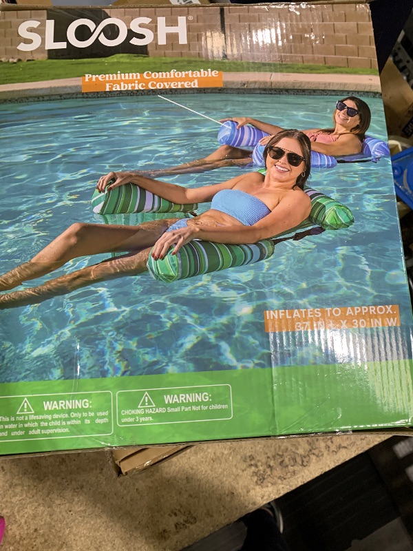 Photo 1 of Sloosh Pool Floats Chairs Adult, 2 Packs Inflatable Pool Lounge Chairs,Blow up Hammock Pool Noodles Floats for Adults,Stripe Pattern Floating Water Chair for Pool Lake River(Stripe)