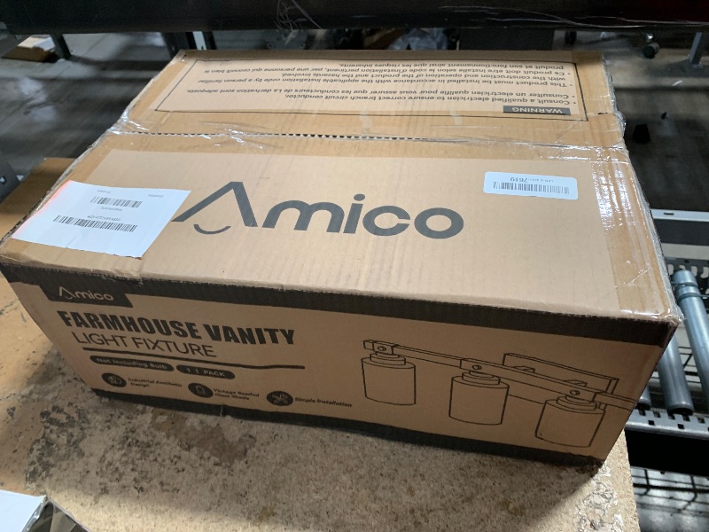 Photo 1 of Amico Farmhouse Bathroom Vanity Light Fixtures,Rustic 4-Light Industrial Painted Wood Lights,Vintage Black Wall Sconces Bathroom Vanity Lighting with Bubble Glass Shade